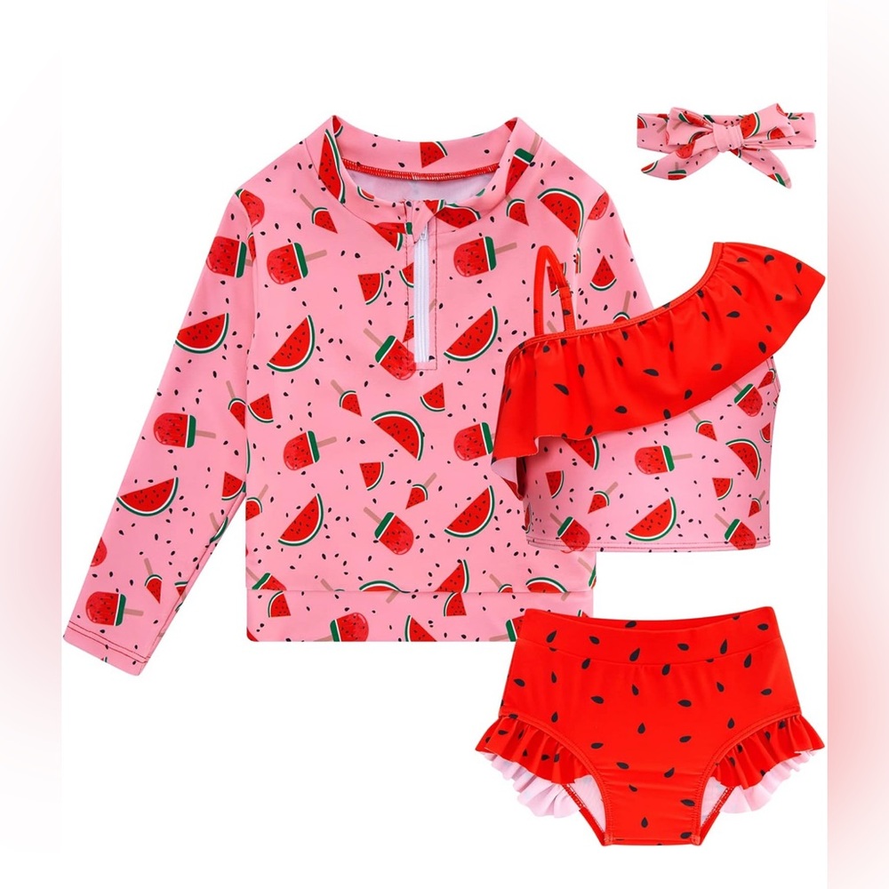 Watermelon Print Kids Swim Set